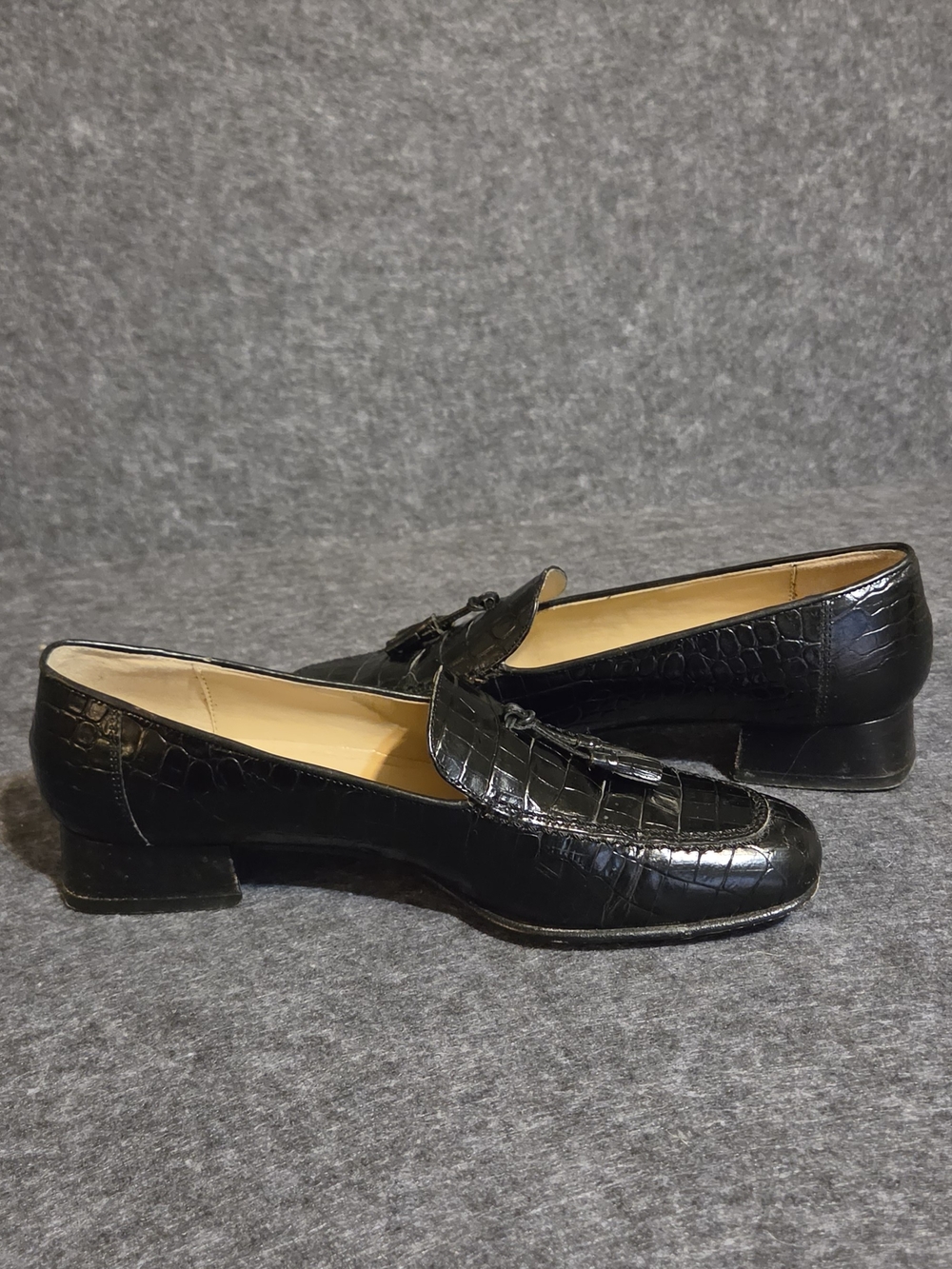 Talbots Black Croc-Embossed Tassel Loafers - Picture 7 of 9